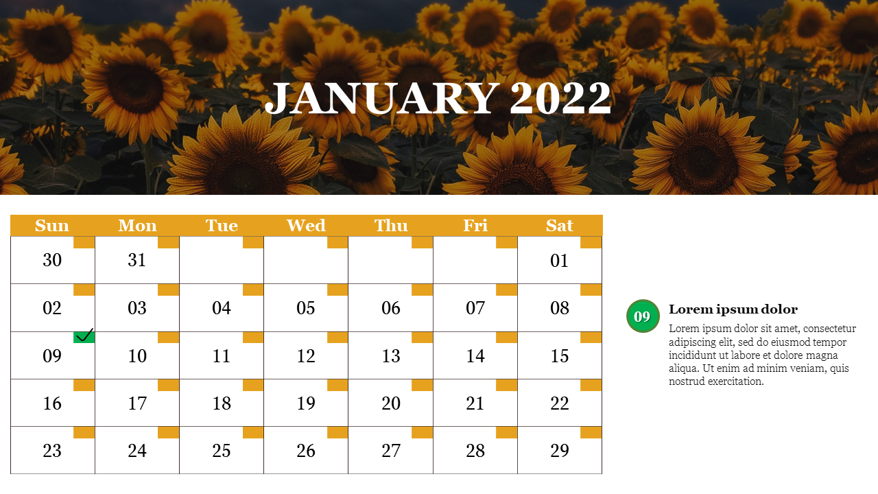 January 2022 PowerPoint Template PPT